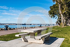 Embarcadero Marina Park North Picnic Table and Bayside Walkway photo