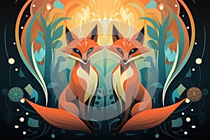 Cunning shape-shifting foxes with magical abilities - Generative AI photo