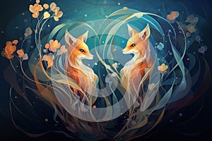 Cunning shape-shifting foxes with magical abilities - Generative AI photo