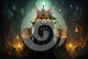 Cunning shape-shifting foxes with magical abilities - Generative AI photo