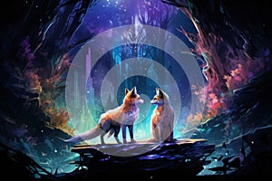 Cunning shape-shifting foxes with magical abilities - Generative AI photo