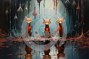 Cunning shape-shifting foxes with magical abilities - Generative AI photo