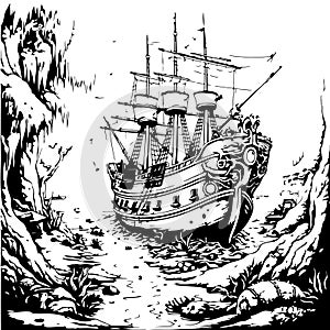 Embark on high-seas discovery with this captivating pirate ship coloring book