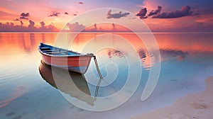 Beach, Boat, Dawn in coastal morning