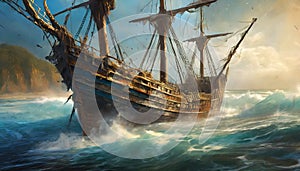 Forgotten Majesty: Decaying Pirate Ship Adrift