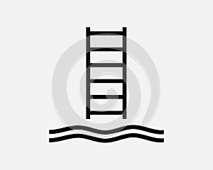 Embarkation Pilot Ladder Stairs Up Down Water Vessel Boat Black White Silhouette Sign Symbol Icon Clipart Graphic Artwork Vector