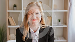 Embarrassed expression mistake fail woman wincing photo