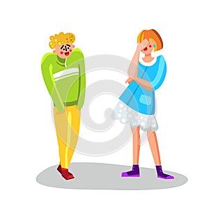 Embarrassed Man And Laughing Young Girl Vector