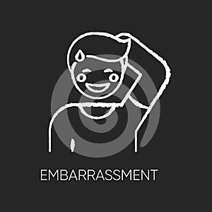 Embarrassment chalk white icon on black background