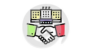 embassy diplomats handshaking color icon animation