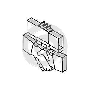 embassy diplomats handshaking isometric icon vector illustration