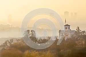 Embassy of the USA, Pankrac distict, Petrin hill at sunrise, Le