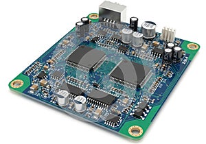 Embedded development board with microcontrollers and various electronic components