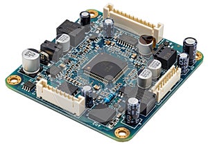 Embedded system development board with multiple interface connectors and components