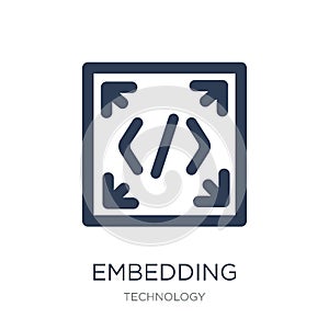 Embedding icon. Trendy flat vector Embedding icon on white background from Technology collection