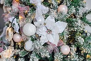 Embellished Christmas tree decoration white flower