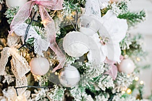 Embellished Christmas tree decoration white flower