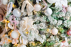 Embellished Christmas tree decoration white flower