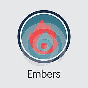 Embers Crypto Currency. Vector MBRS Pictogram Symbol.