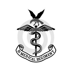 Emblem of the 16 Medical Regiment Black and White