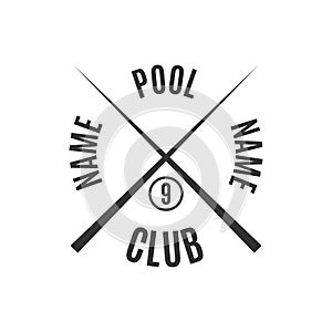 Emblem billiard club, vector illustration.