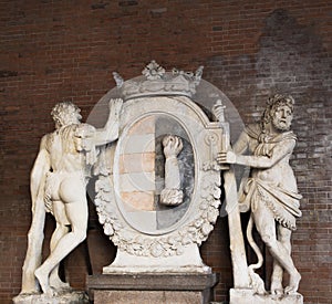 Emblem of Cremona preserved under the portico of the Loggia dei Militi photo