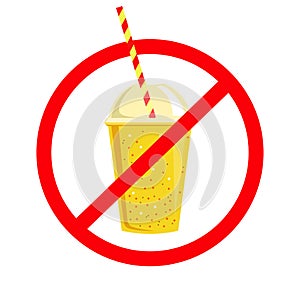 Emblem-crossed drink, sign-no fast food
