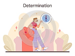 Emblem of Determination illustration. Flat vector illustration