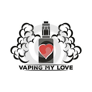 Emblem of an electronic cigarette with steam