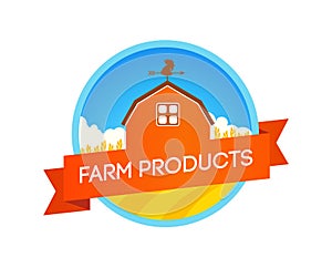 Emblem with Farm Field and House