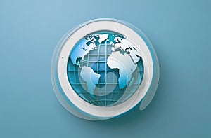 The emblem of the globe, the logo with continents, blue tinting