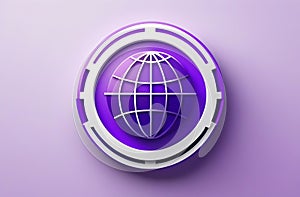 The emblem of the globe, the logo in lilac tones