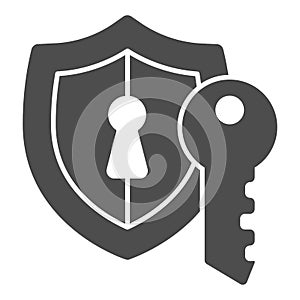 Emblem with keyhole and key solid icon, web security concept, Data security sign on white background, digital key with