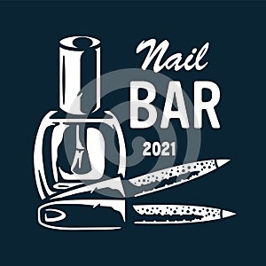 Emblem with manicure nailfile,varnish for nail bar photo