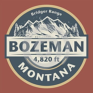 Emblem with the name of Bozeman, Montana photo