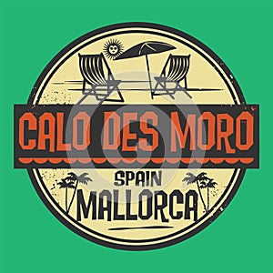 Emblem with the name of Caló des Moro, Spain