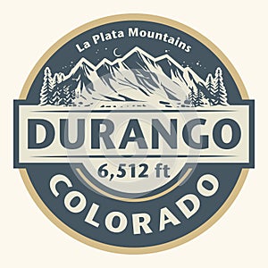Emblem with the name of Durango, Colorado photo