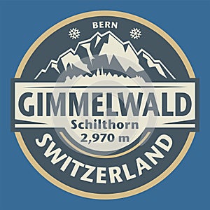 Emblem with the name of Gimmelwald, Switzerland