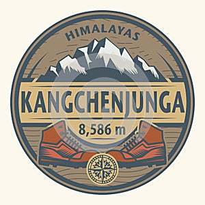 Emblem with the name of Kangchenjunga, Himalayas photo