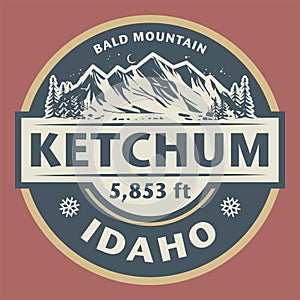 Emblem with the name of Ketchum, Idaho photo