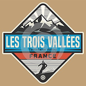Emblem with the name of Les Trois Vallees, France