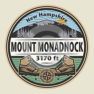 Emblem with the name of Mount Monadnock, New Hampshire photo