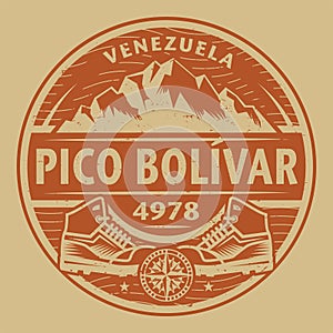 Emblem with the name of Pico Bolivar, Venezuela