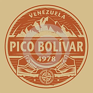 Emblem with the name of Pico Bolivar, Venezuela photo