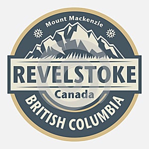 Emblem with the name of Revelstoke, British Columbia, Canada