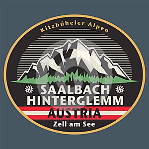 Emblem with the name of Saalbach-Hinterglemm, Austria