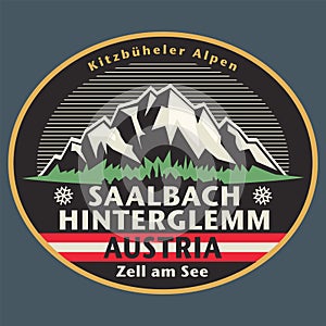 Emblem with the name of Saalbach-Hinterglemm, Austria photo