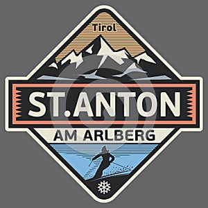 Emblem with the name of Sankt Anton am Arlberg, Tyrol