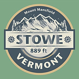 Emblem with the name of Stowe, Vermont photo