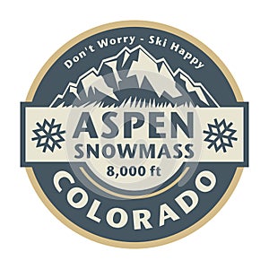 Emblem with the name of town Aspen - Snowmass, Colorado
